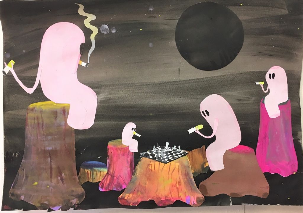 'Players at night', 2019, ett konstverk av Oskar Nilsson