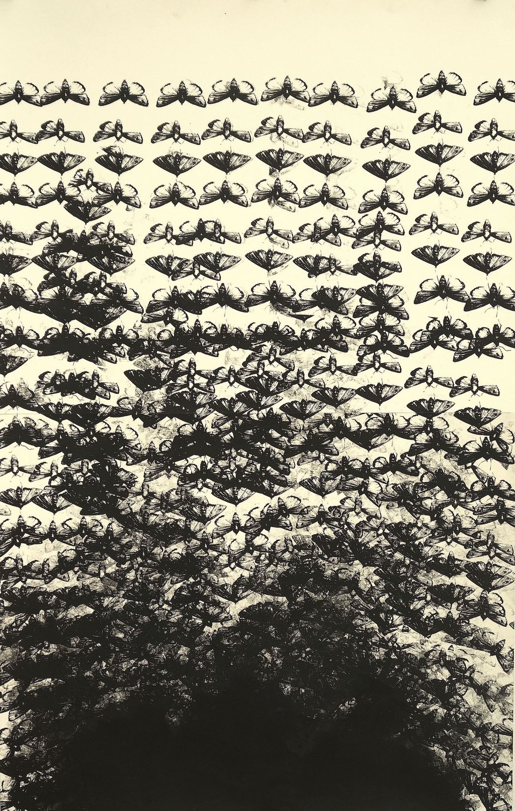 'Flyn mot jord', 2019, ett konstverk av Mattias Bäcklin