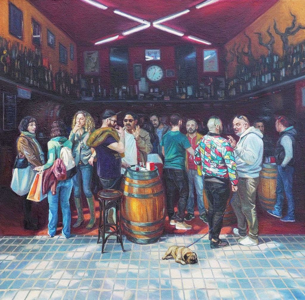 'Pub scene', 2017, ett konstverk av Sasha Sokolova