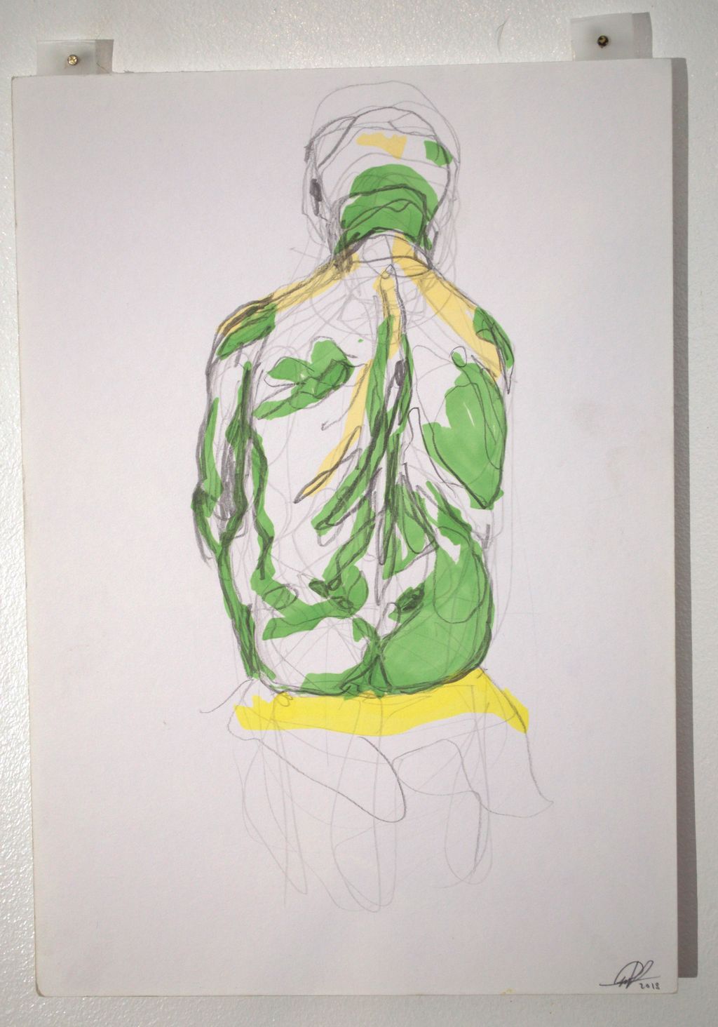 'Grön gubbe', 2018, ett konstverk av Cecilia Ulfsdotter Klementsson