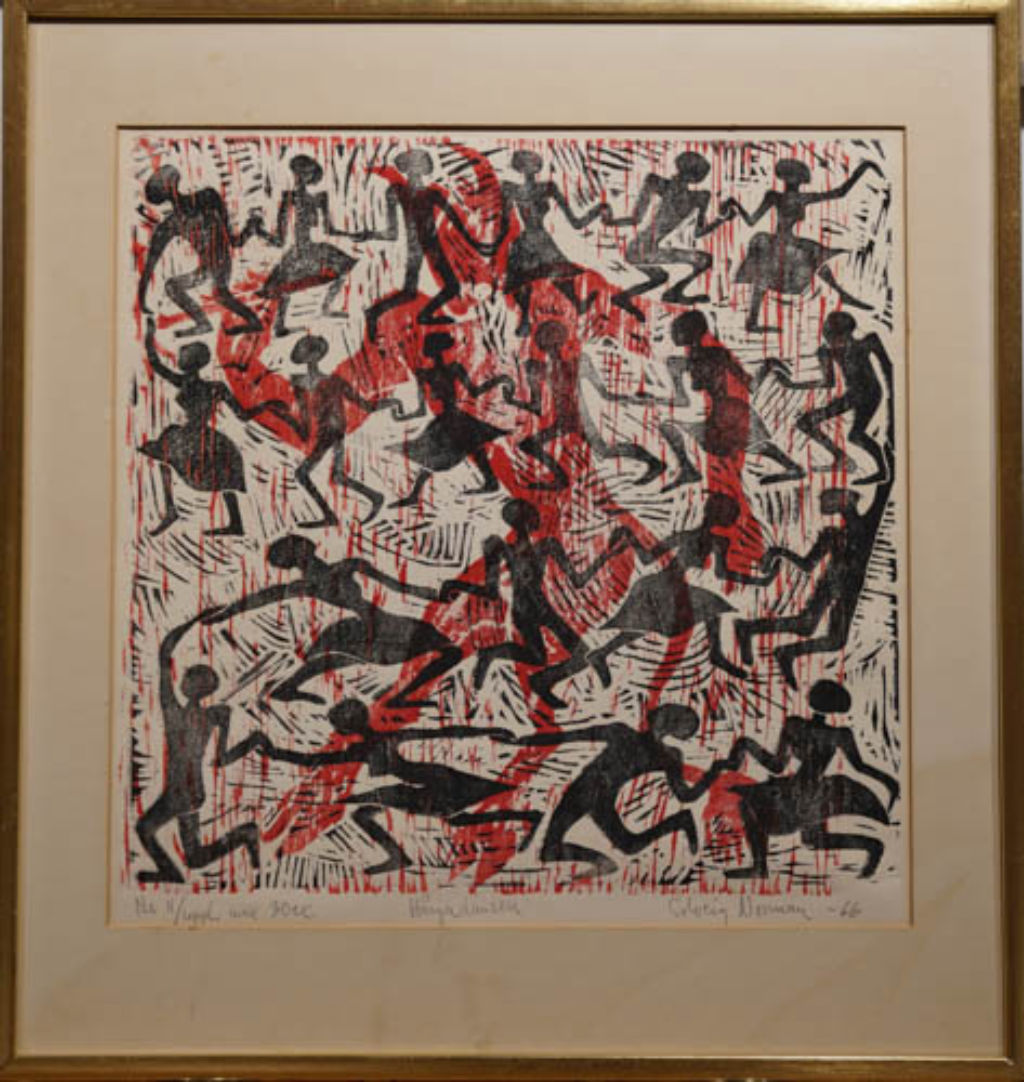 '1. Horgadansen, lito 54x57', ett konstverk av Solveig Norrman