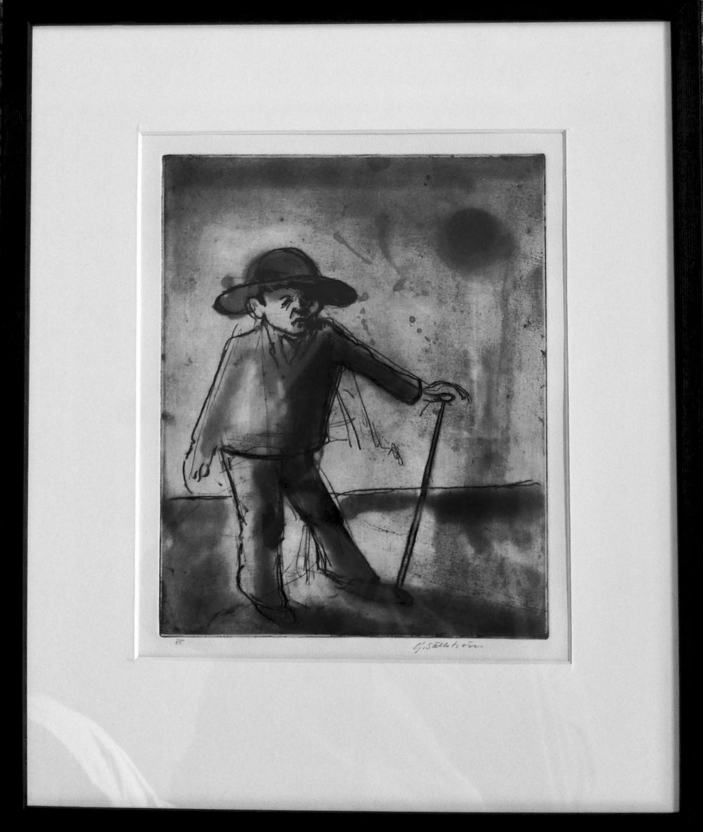 'Man med käpp', ett konstverk av Göte Sällström