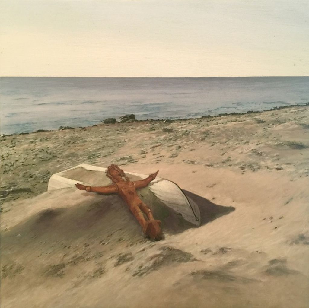 'Beach Jesus', 2018, ett konstverk av Per-Ivar Lindekrantz