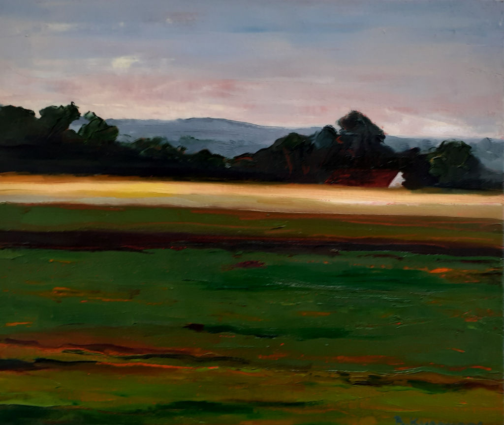 'Gården i sluttningen', ett konstverk av Bergliot Kvarnare