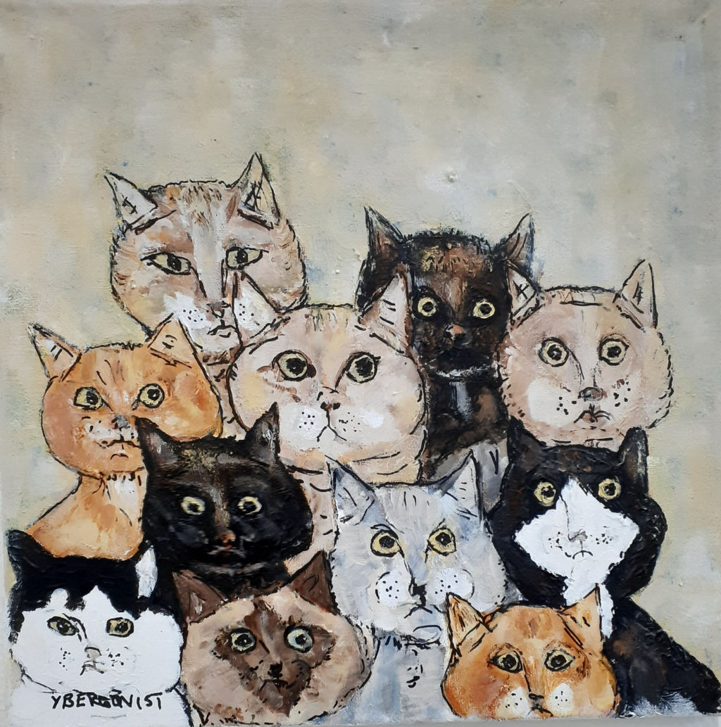 'Alla är katter', ett konstverk av Yvonne Bergqvist