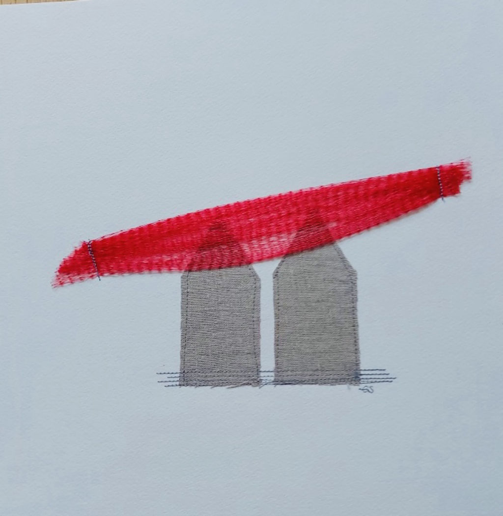 'Röd dialog', ett konstverk av Gunilla Samberg