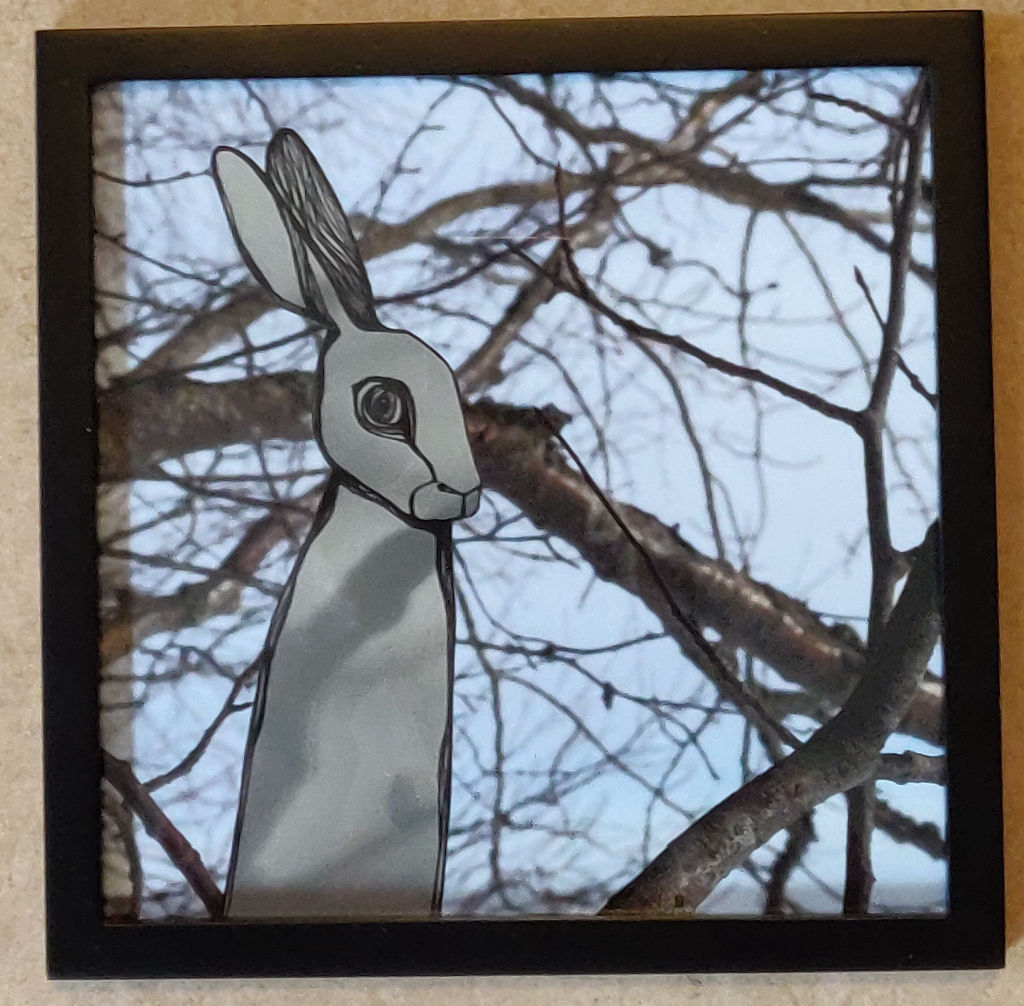 'Människo-harar 1', ett konstverk av Hanna Widman