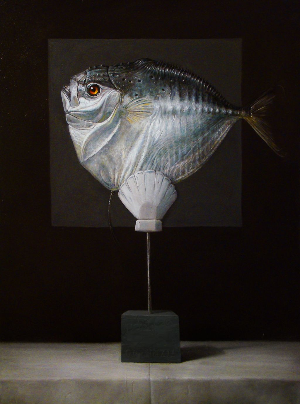 'Sun dried Moon fish stack in a mail holder  ', 2012, ett konstverk av Oleg Nourpeissov