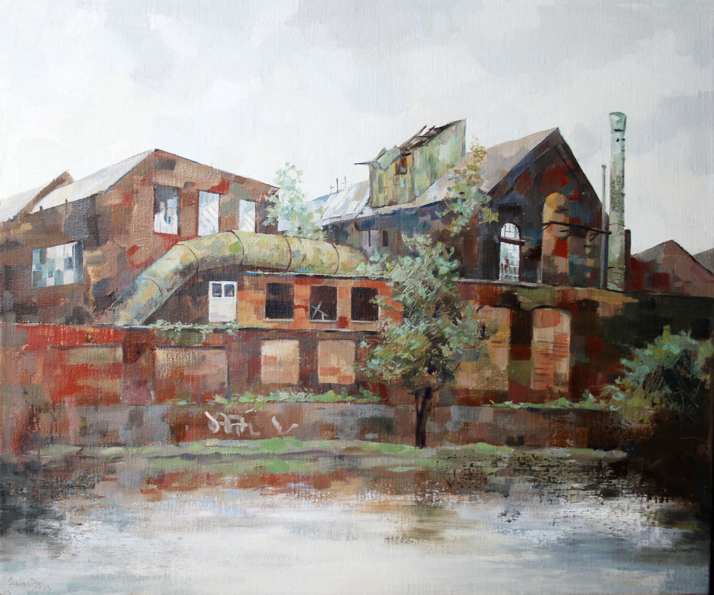 'Tegelröd i grönska ', 2023, ett konstverk av Galina Davydtchenko