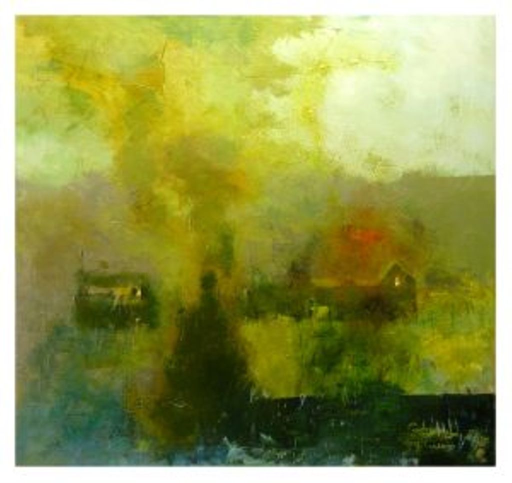 'Grön gryning', 2020, ett konstverk av Kjell Sundberg