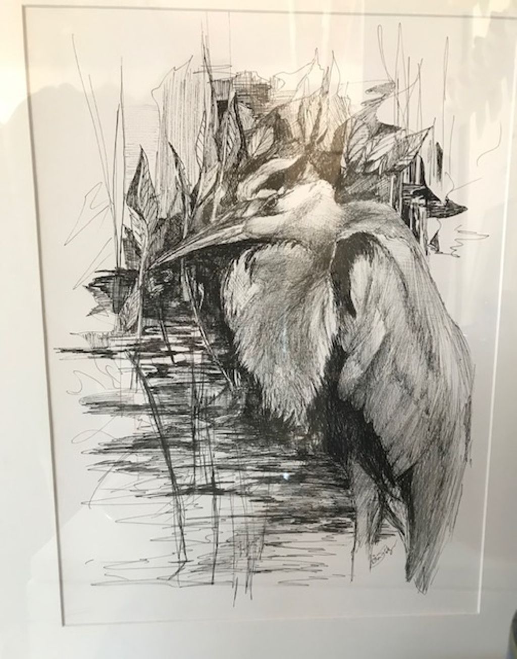 'Häger, tuschteckning', ett konstverk av Åsa Fällgren 