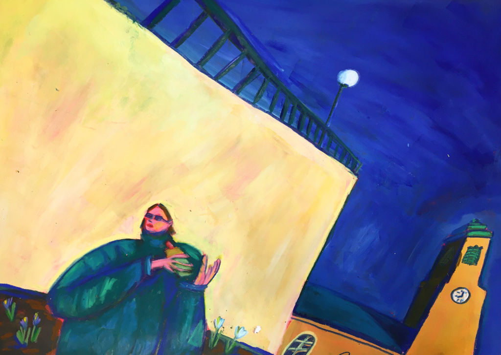 'Anna äter french hotdog', 2022, ett konstverk av Hanna Järgenstedt