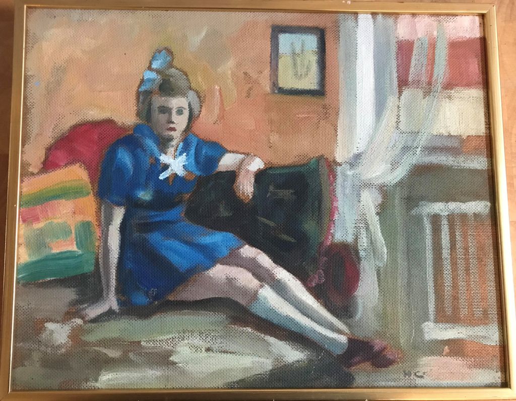 'Flicka i soffa', ett konstverk av Gustav Herbert Carlsson