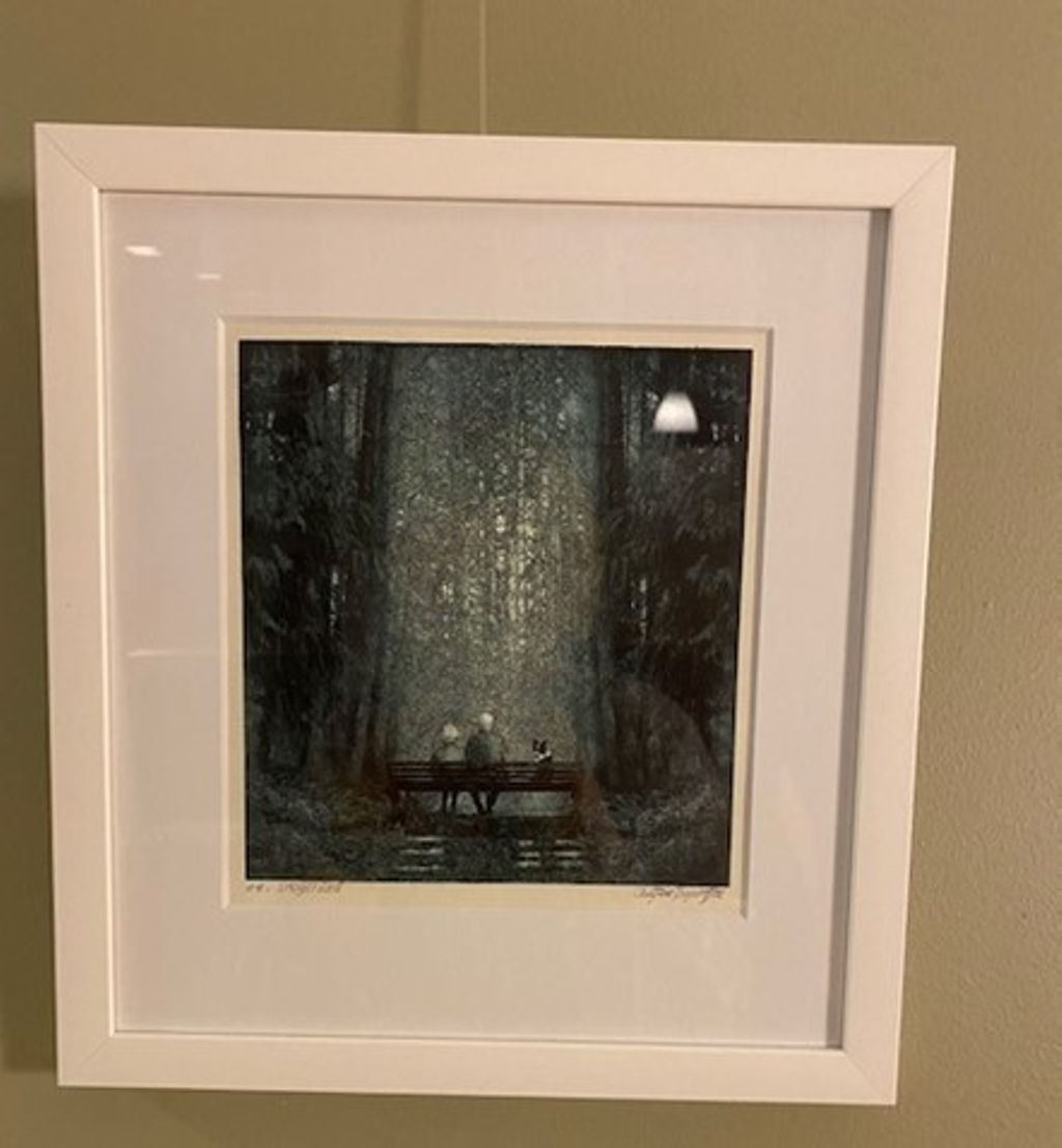 'Par med hund', 2020, ett konstverk av Christina Bryntesson