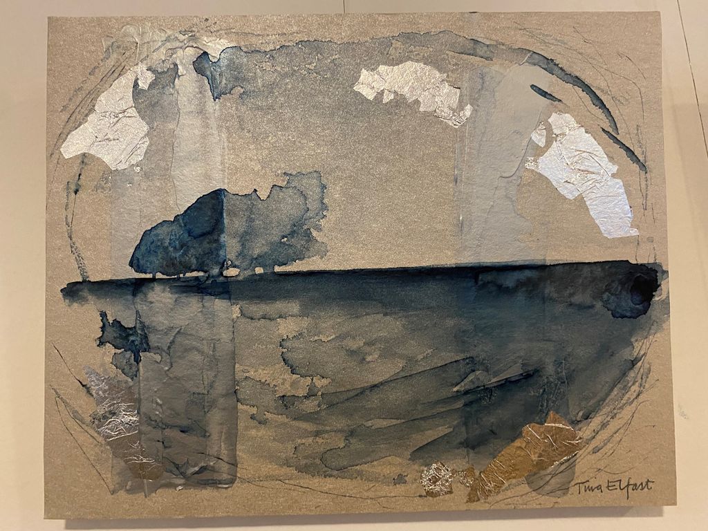 '"Det ljusa mörka" - Akvarell med bladsilver', ett konstverk av Tina Elfast