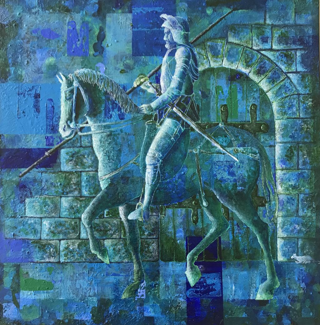 'Den blå ryttaren', 2021, ett konstverk av Anders Ekman