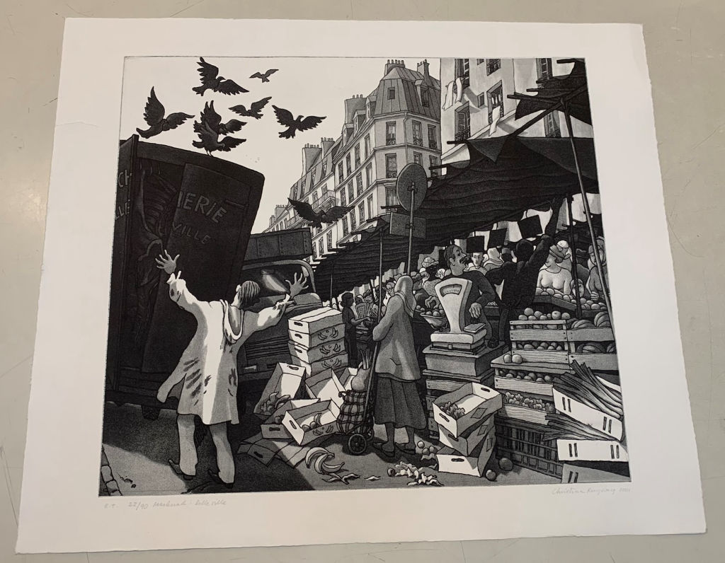 '22-11. Marknad i Belleville', ett konstverk av Christina Ringsberg