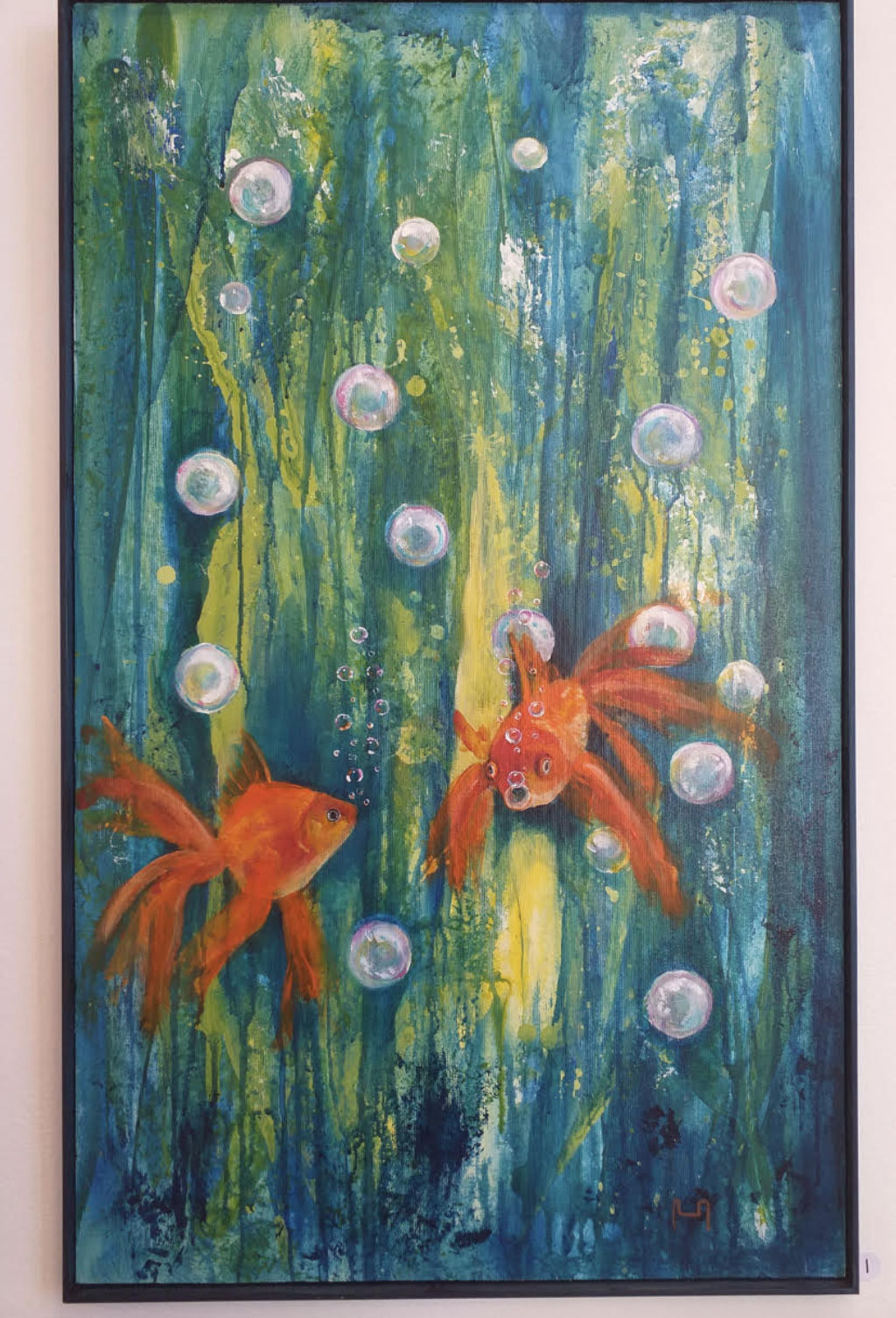 'Akryl på bomullsduk "Under ytan"', ett konstverk av Anna Markstedt