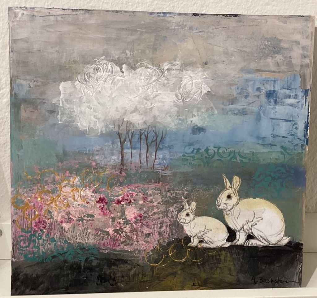 'Kaniner på vift', ett konstverk av Anna Bäckström