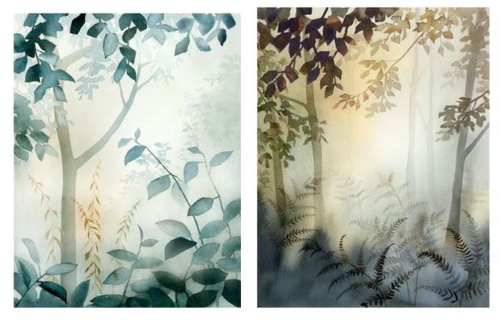 'Träd med dimma 1+2 ', ett konstverk av Malin Mossberg