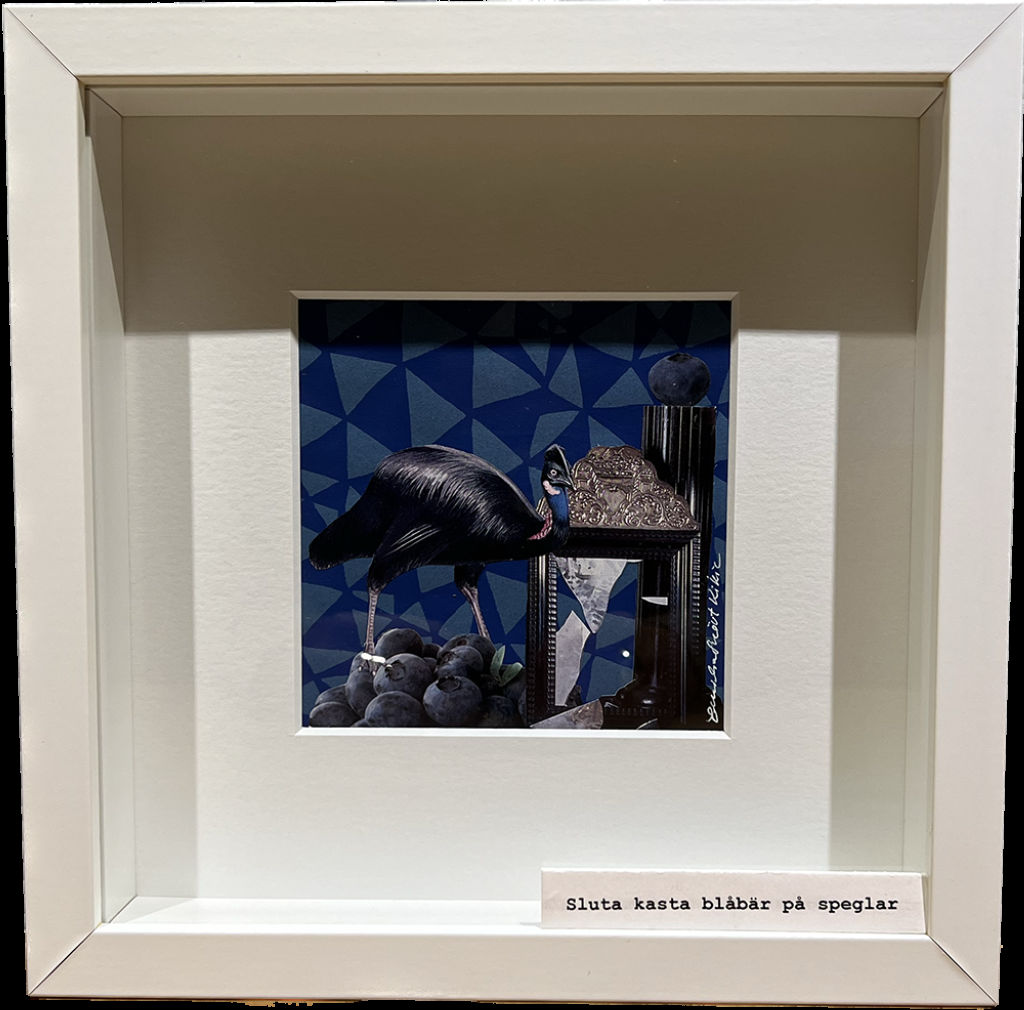 '17. Sluta kasta blåbär på speglar', ett konstverk av Emilia Snövit Kikic